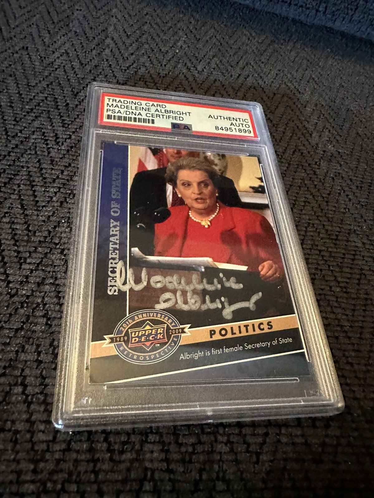 Madeleine Albright Signed 2009 UD 20th Anniversary #996 Card PSA /DNA Slab COA

