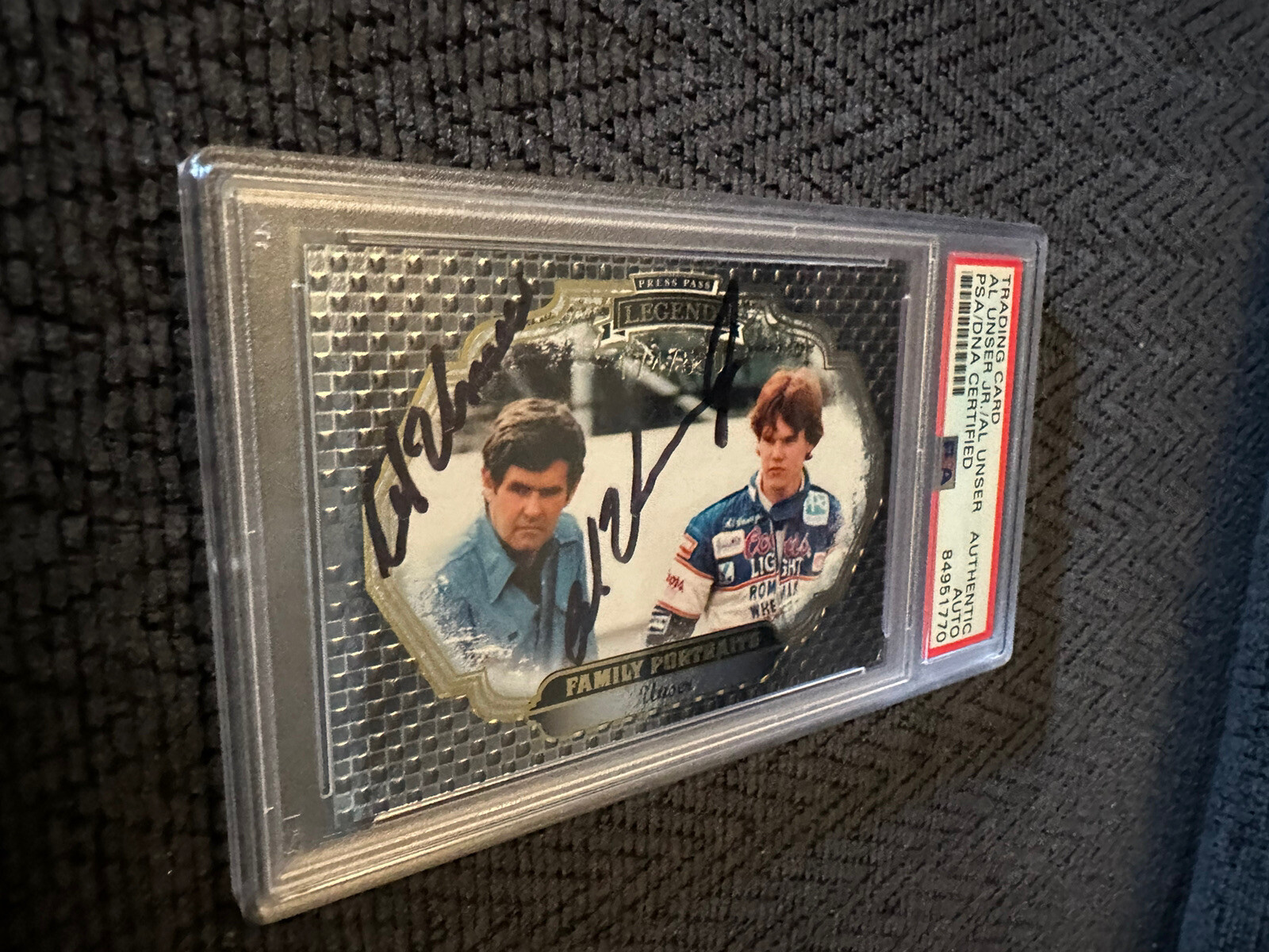 Al Unser Jr & Sr Signed 2010 Press Pass Legends Portraits Card #PP24 PSA /DNA
