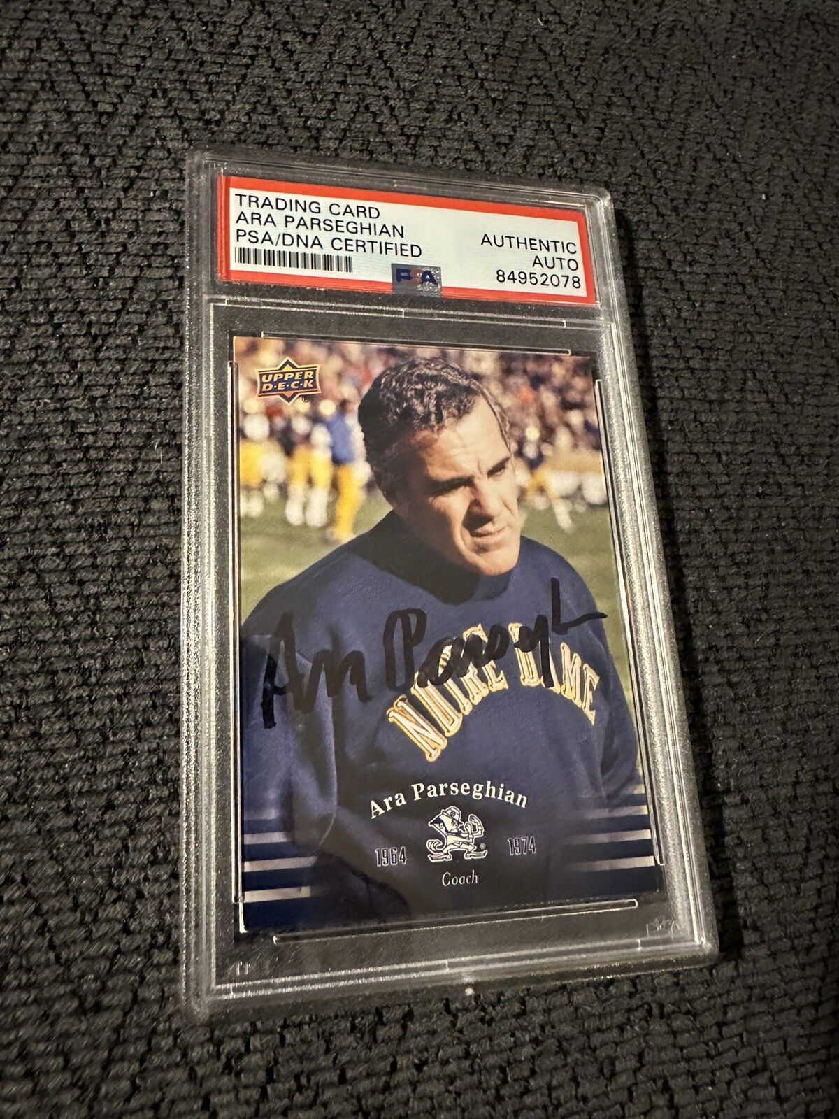 New ListingAra Parseghian Signed 2013 US University Of Notre Dame #4 Card PSA /DNA Slab COA

