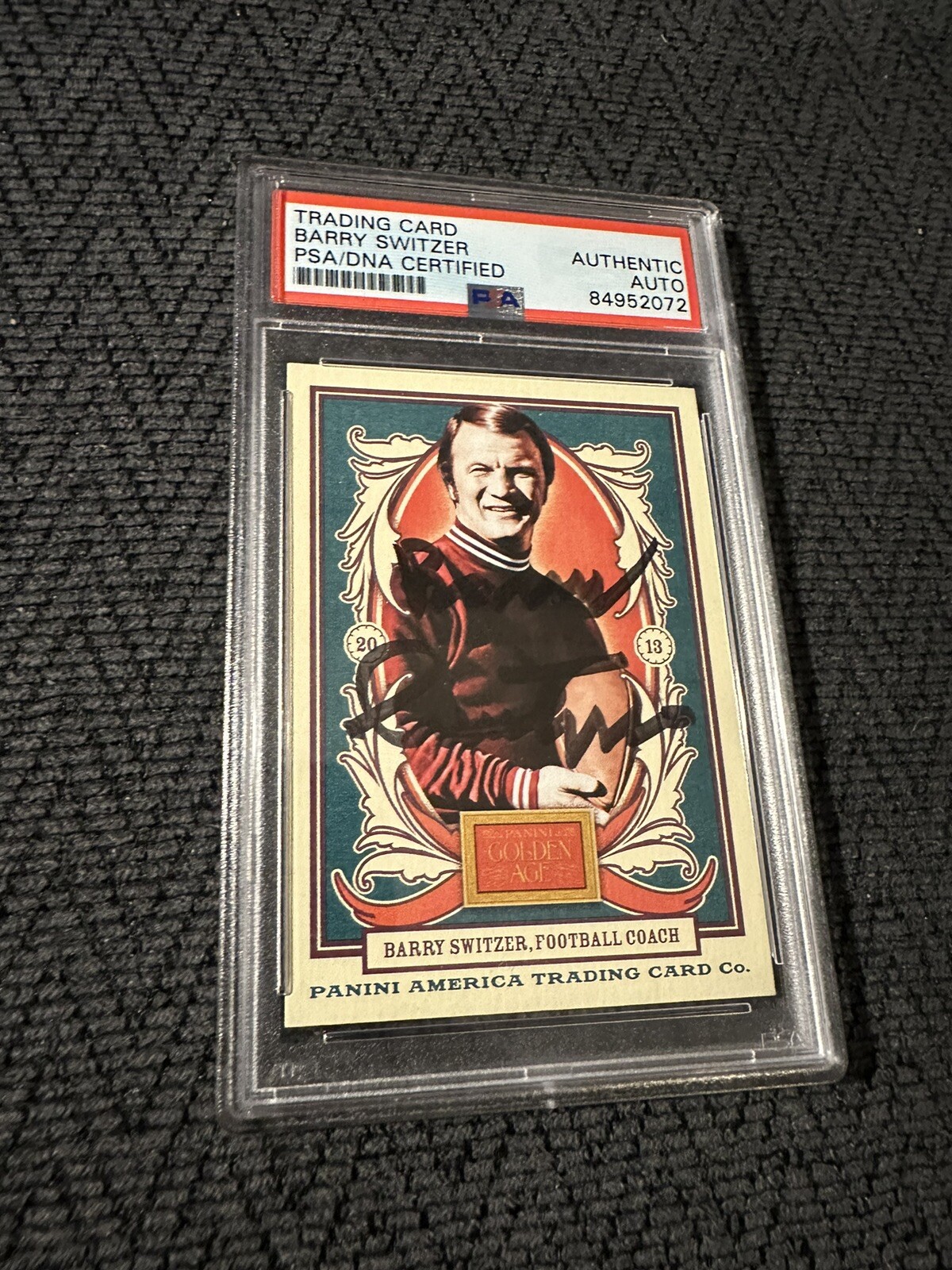 New ListingBarry Switzer Signed 2013 Panini Golden Age #131 Card PSA /DNA Slab COA Oklahoma
