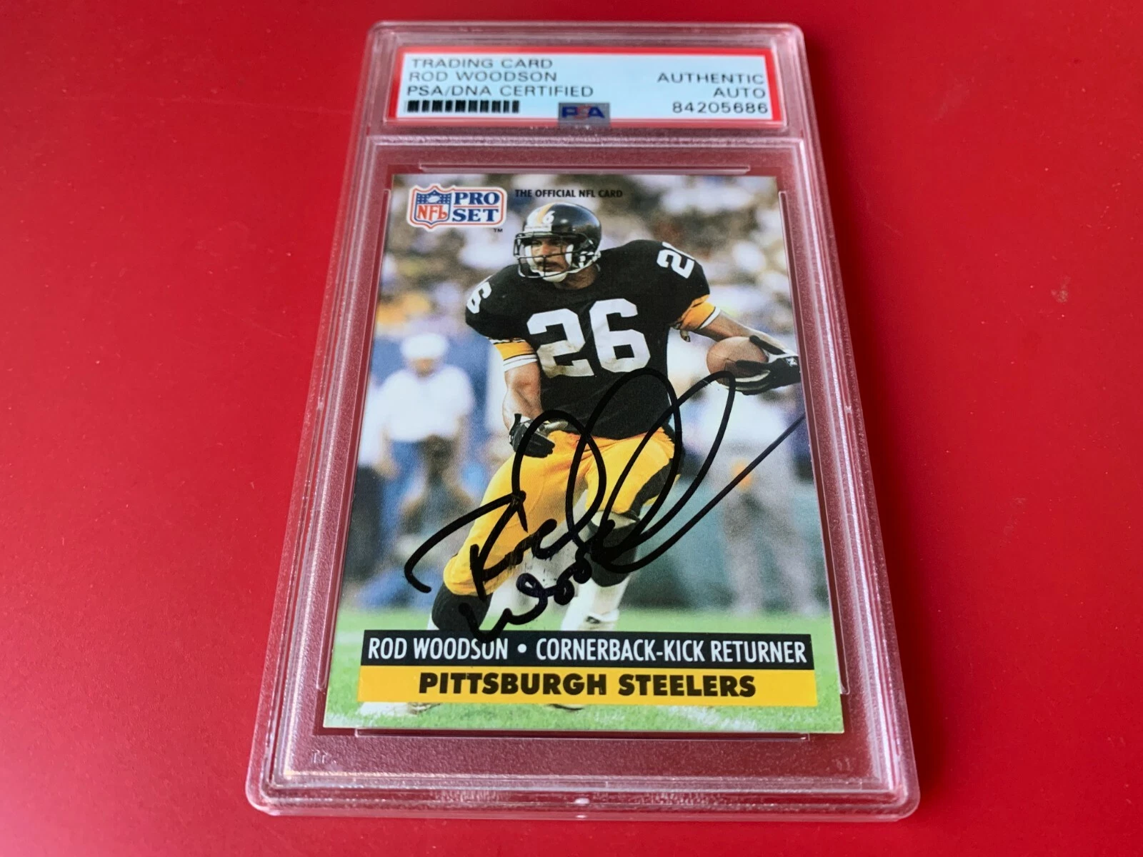 Rod Woodson HOF Steelers 1991 Pro Set Card Signed Auto PSA/DNA ENCAPSULATED
