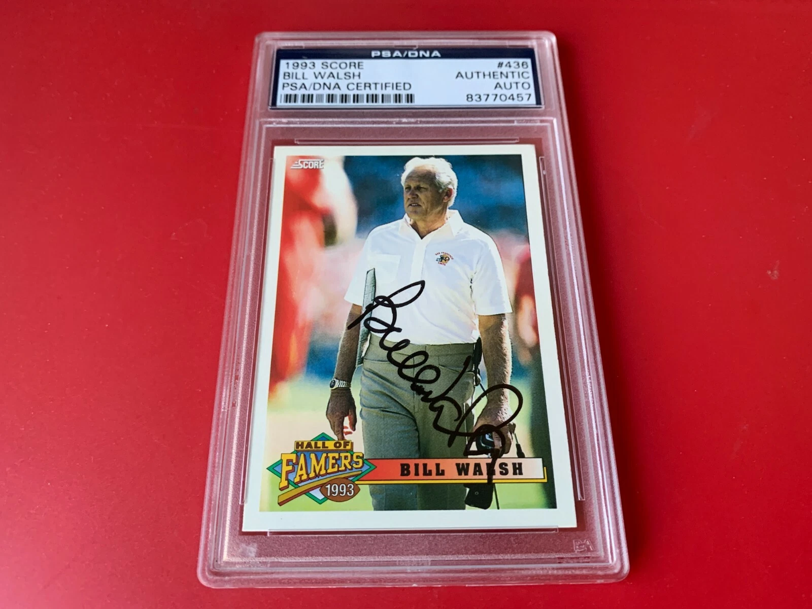 Bill Walsh 49ers HOF 1993 Score Card Signed Auto PSA/DNA ENCAPSULATED
