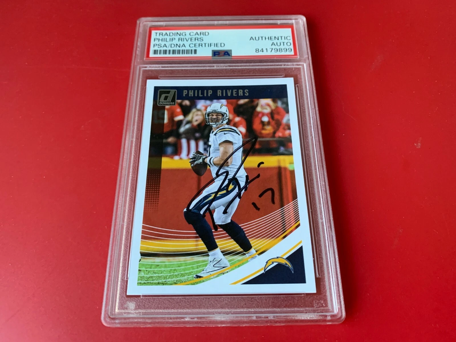 Philip Rivers Chargers 2018 Panini Donruss Card Signed Auto PSA/DNA ENCAPSULATED
