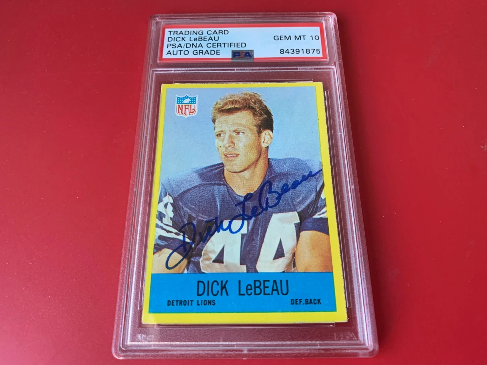 Dick LeBeau HOF 1967 Philadelphia Card Signed Auto Gem Mint 10 PSA/DNA Slabbed
