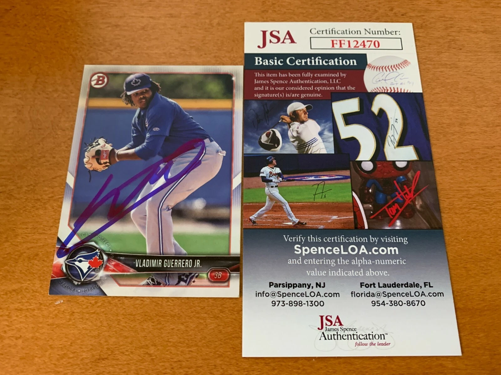 Vladimir Guerrero Jr Blue jays 2018 Bowman Card Signed Auto JSA COA
