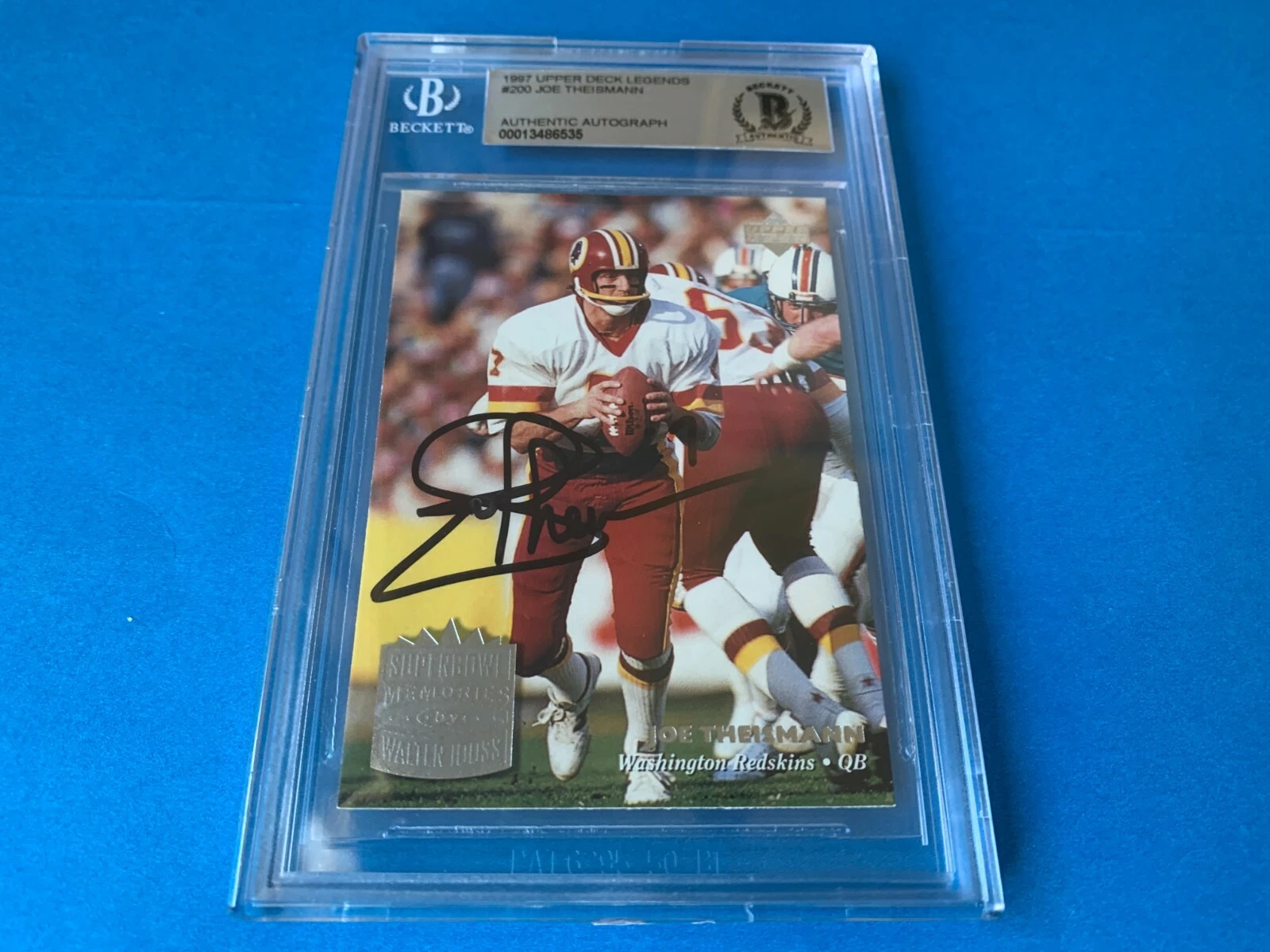 Joe Theismann 1997 Upper Deck Legends Card Signed Auto Beckett BAS Slabbed
