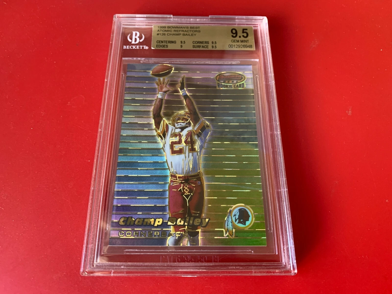 Champ Bailey HOF 1999 Bowman's Best Atomic Refractors ROOKIE BGS 9.5 GEM MINT

