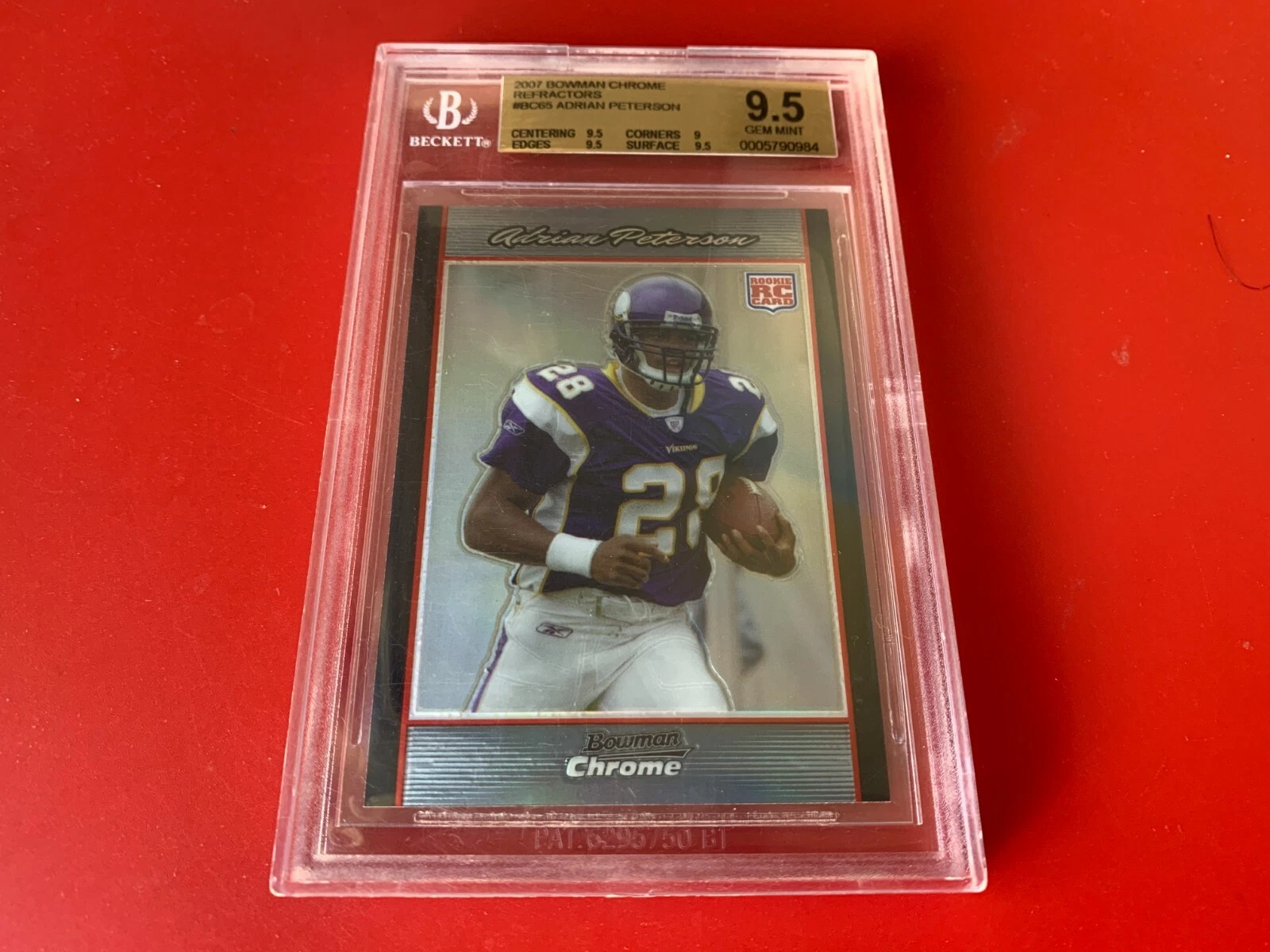 Adrian Peterson Vikings 2007 Bowman Chrome Refractors ROOKIE BGS 9.5 GEM MINT
