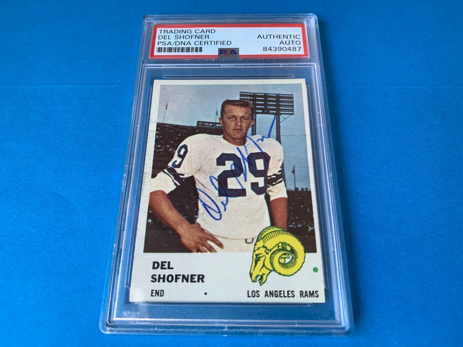 Del Shofner Rams 1961 Fleer Card Signed Auto Gem Mint 10 PSA/DNA Slabbed
