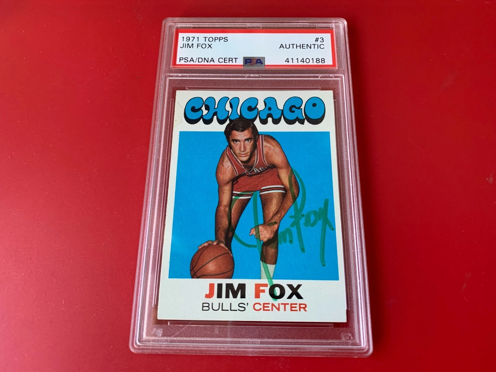 Jim Fox Bulls 1971 Topps Card Signed Auto PSA/DNA Slabbed
