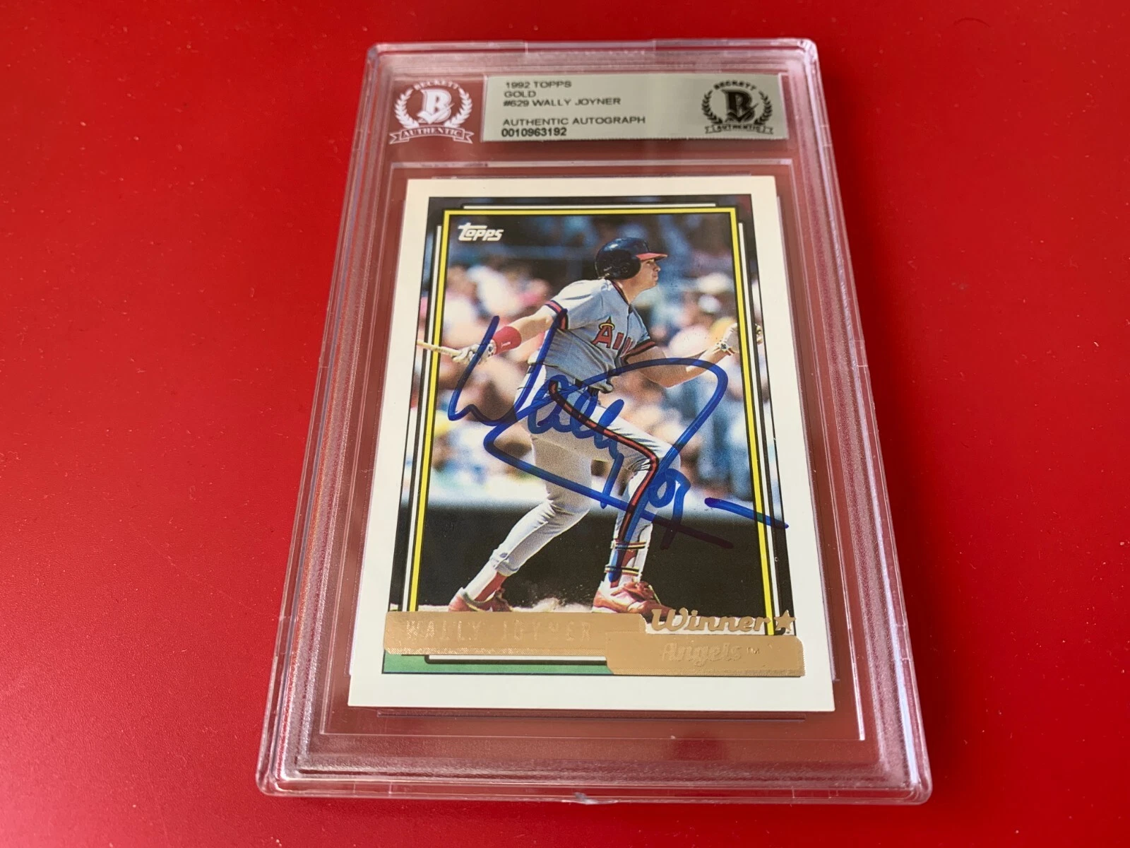 Wally Joyner Angels 1992 Topps GOLD Card Signed Auto Beckett BAS COA
