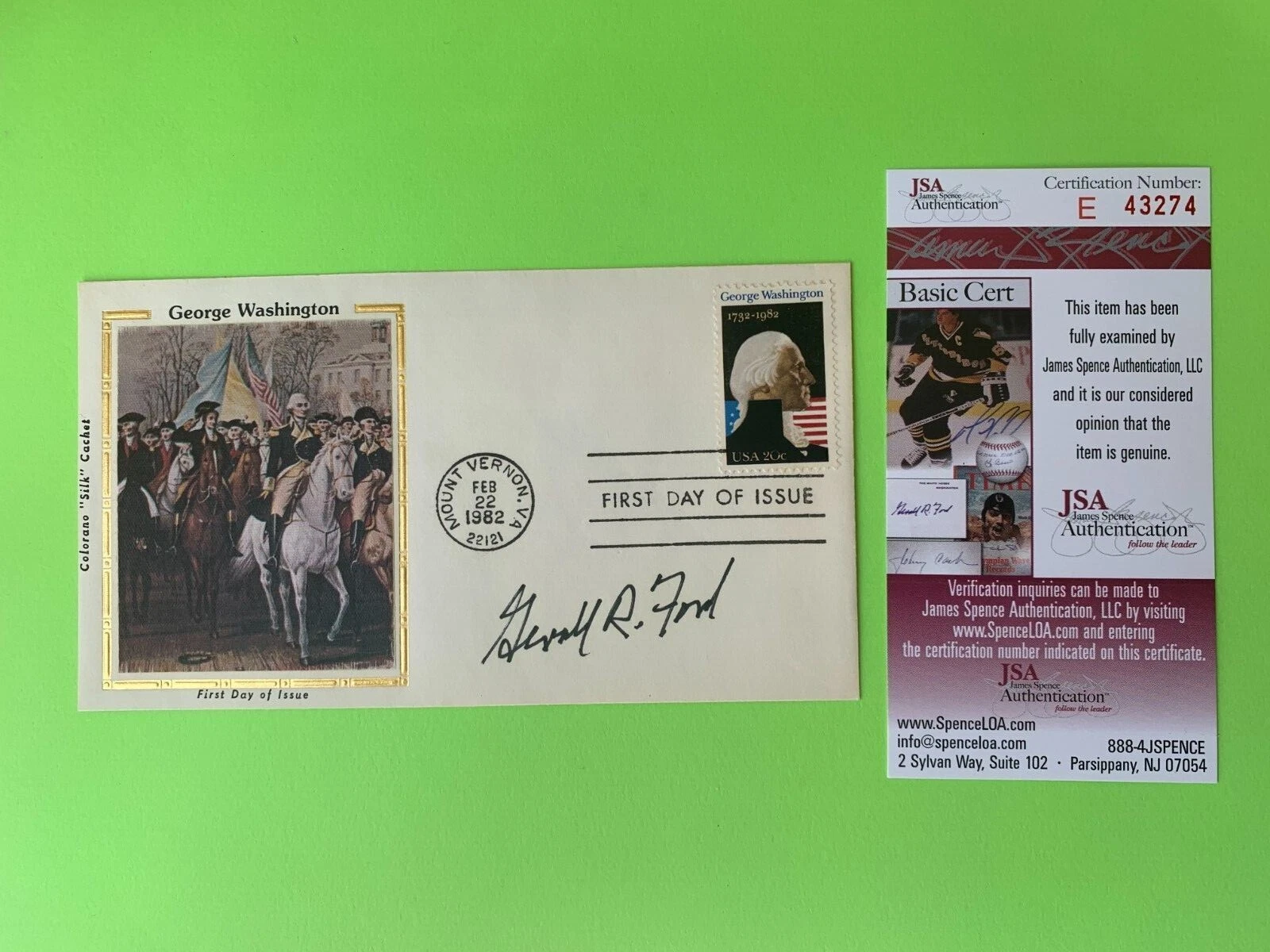 President Gerald Ford Cachet Envelope First Day Cover Signed Auto JSA COA
