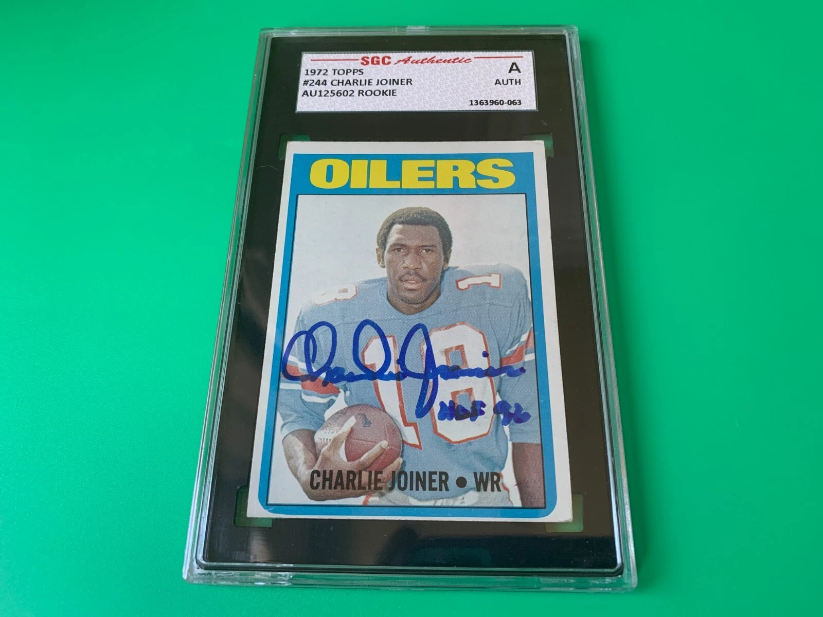 Charlie Joiner Oilers 1972 Topps Rookie Card Signed Auto SGC Certified Slabbed
