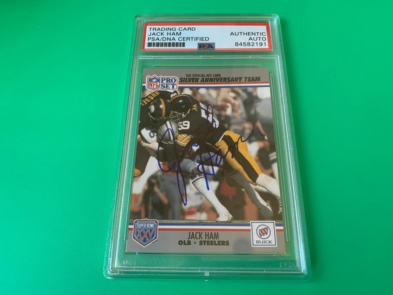 Jack Ham Steelers 1990 NFL Pro Set Card Signed Auto PSA/DNA ENCAPSULATED

