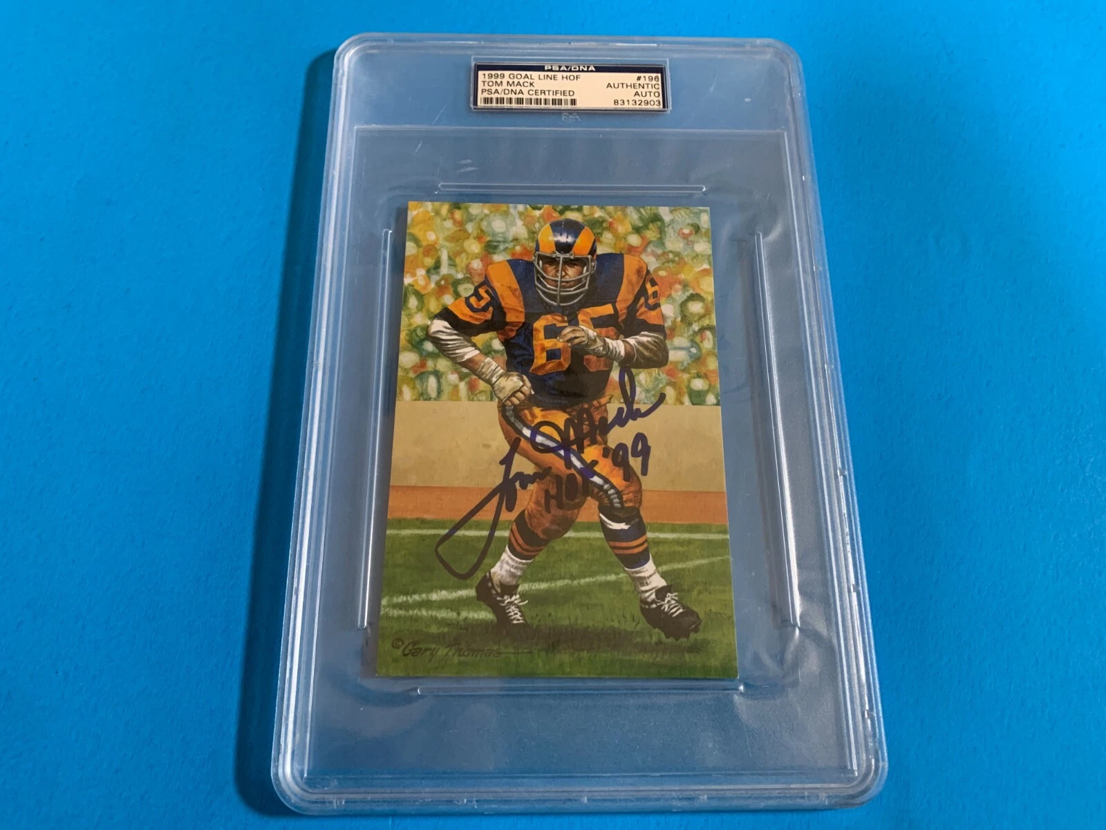 TOM MACK RAMS GOAL LINE ART CARD SIGNED AUTO PSA/DNA COLLECTIBLE MEMORABILIA