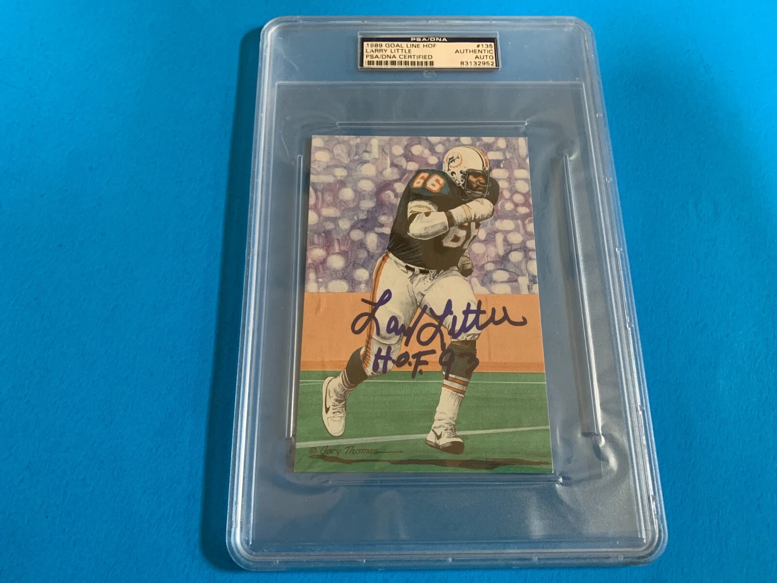 Larry Little Dolphins Goal Line Art Card Signed Auto PSA/DNA
