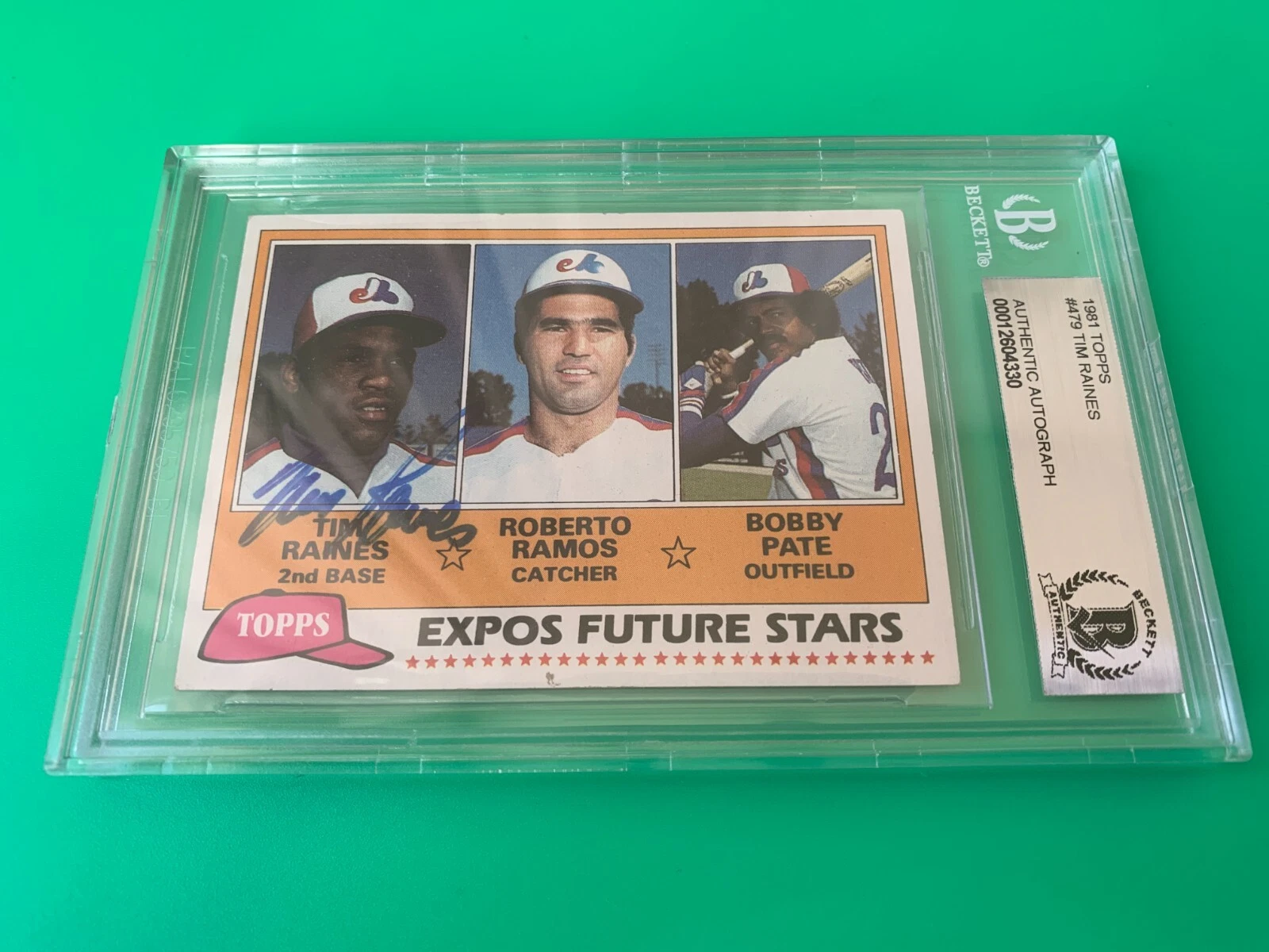 Tim Raines Expos 1981 Topps Card #479 Signed Auto Beckett BAS ENCAPSULATED
