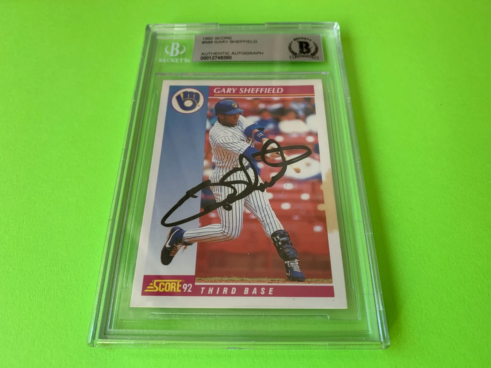 Gary Sheffield Yankees 1992 Score Card Signed Auto Beckett BAS
