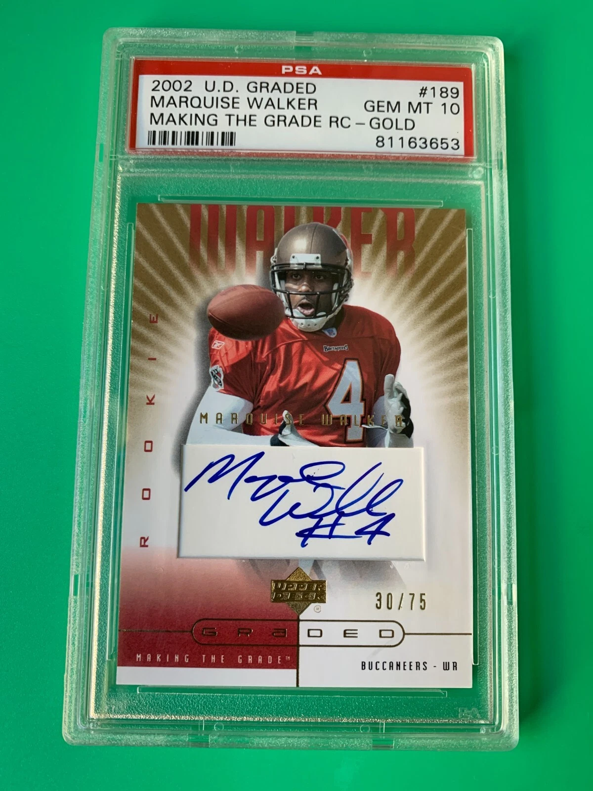 Marquise Walker 2002 UD Graded GOLD /75 Rookie Card PSA 10 GEM MINT
