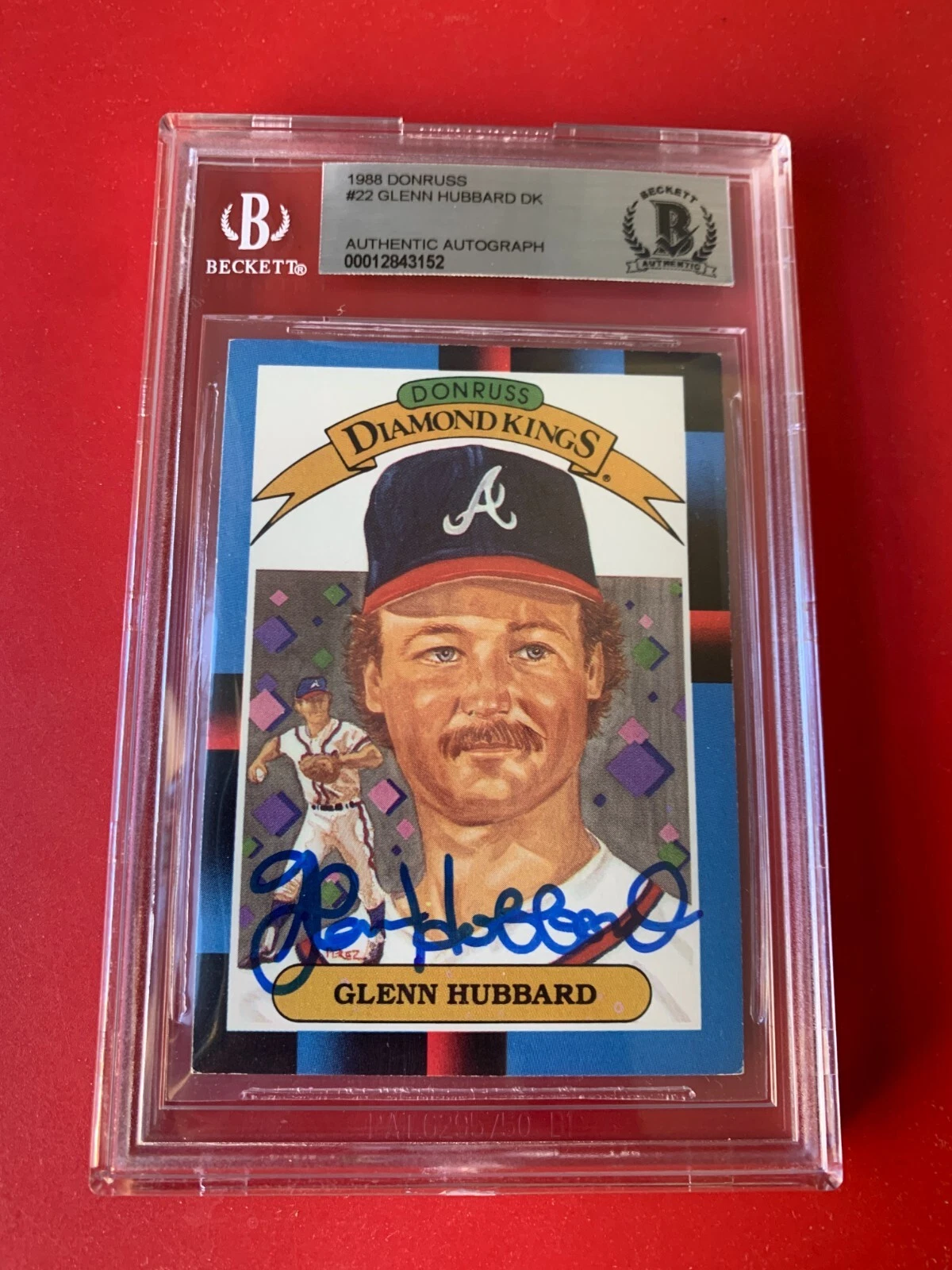 Glenn Hubbard Braves 1988 Donruss DK Diamond Kings Card Signed Auto Beckett BAS

