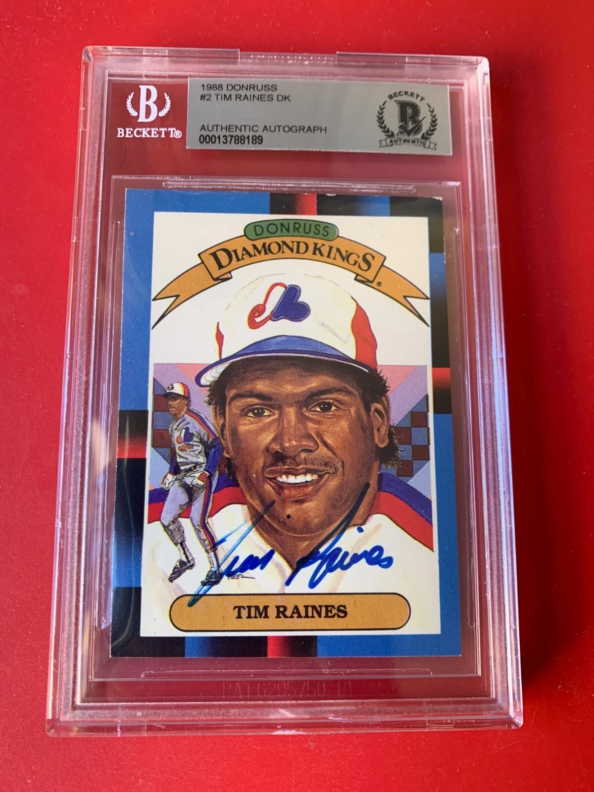 Tim Raines HOF Expos 1988 Donruss DK Diamond Kings Card Signed Auto Beckett BAS
