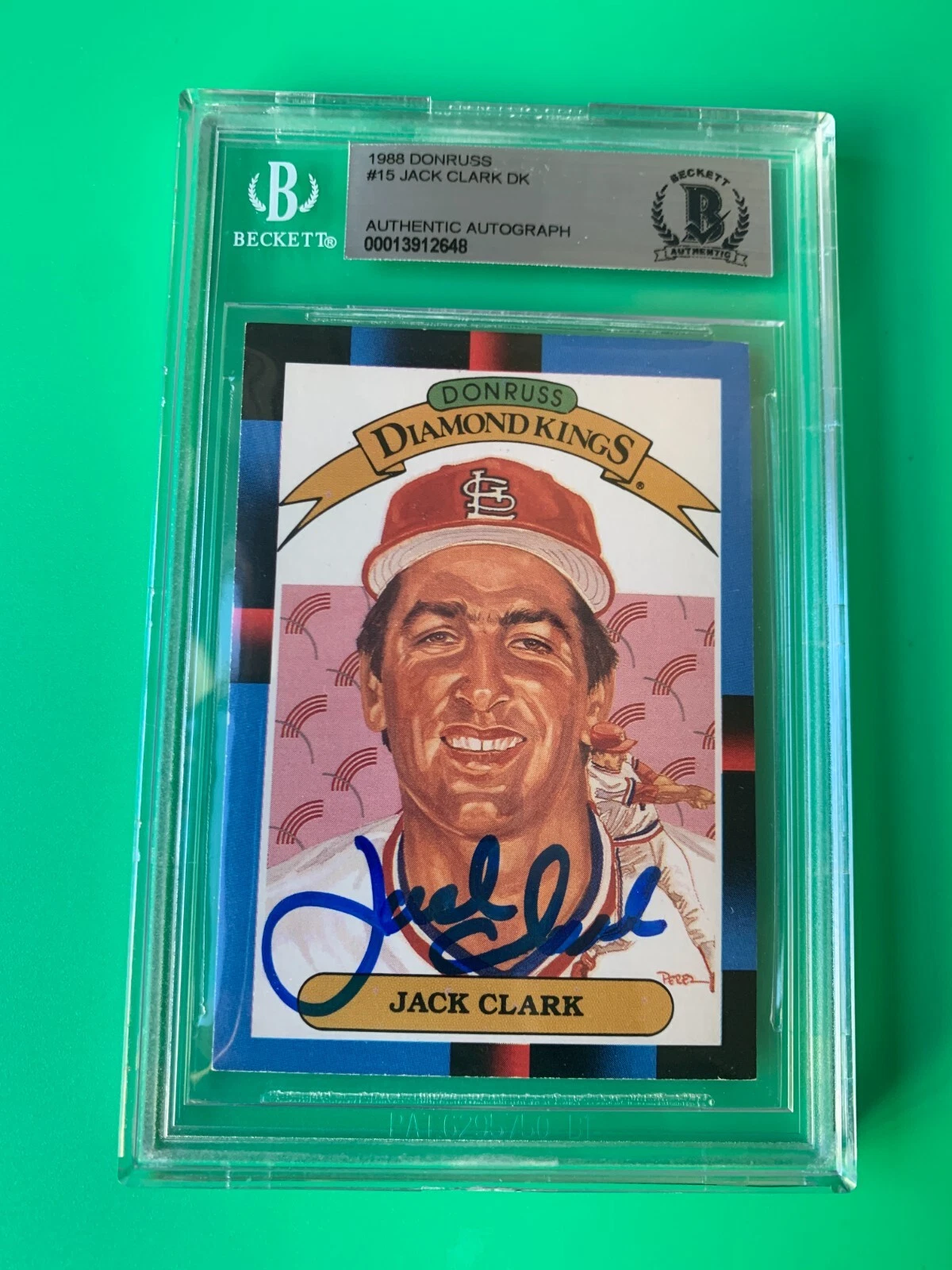 Jack Clark Cardinals 1988 Donruss DK Diamond Kings Card Signed Auto Beckett BAS
