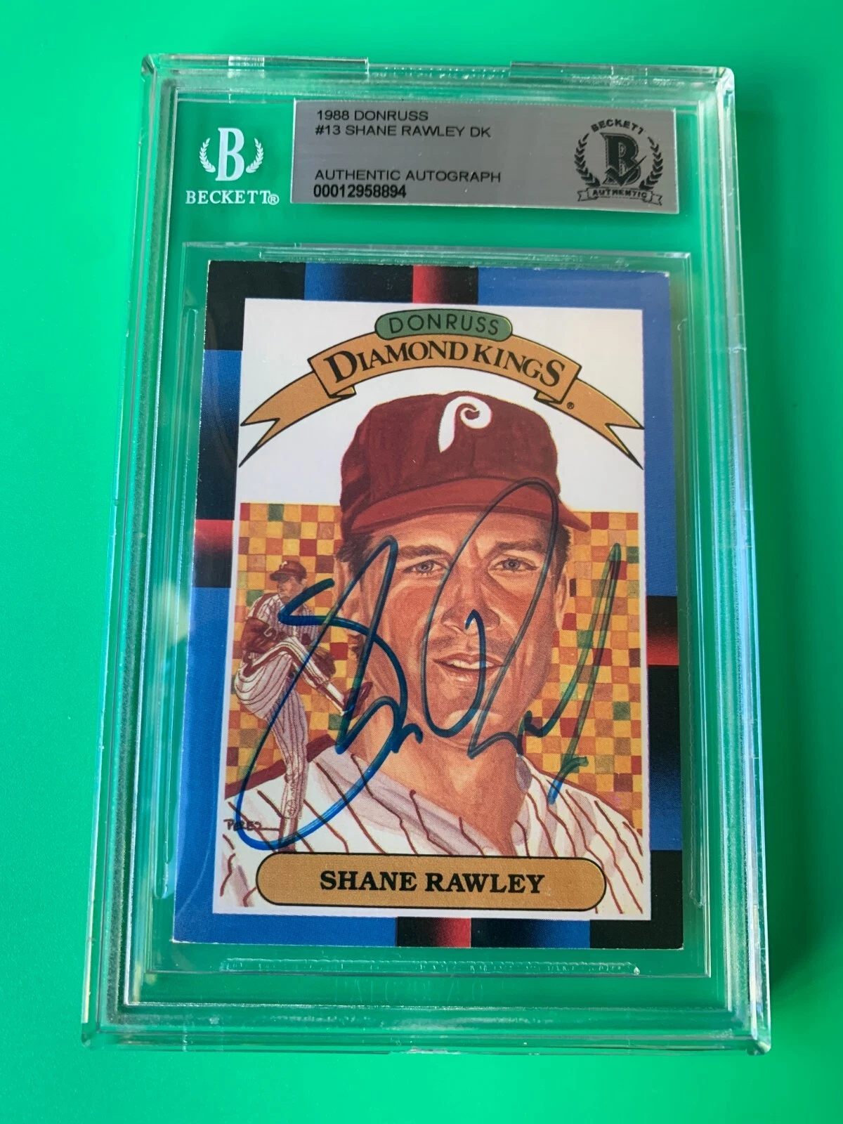 Shane Rawley Phillies 1988 Donruss DK Diamond Kings Card Signed Auto Beckett BAS
