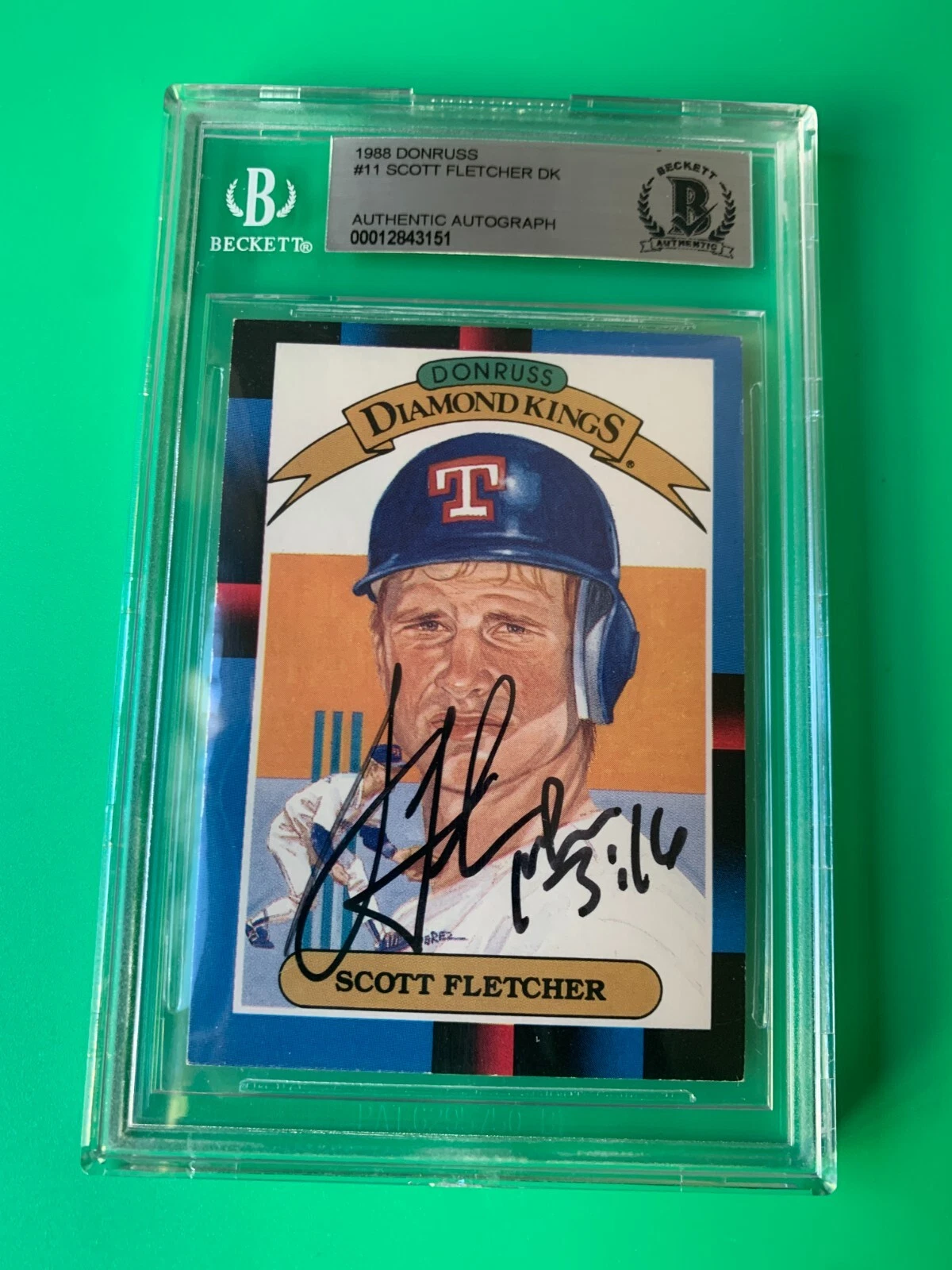 Scott Fletcher 1988 Donruss DK Diamond Kings Card Signed Auto Beckett BAS
