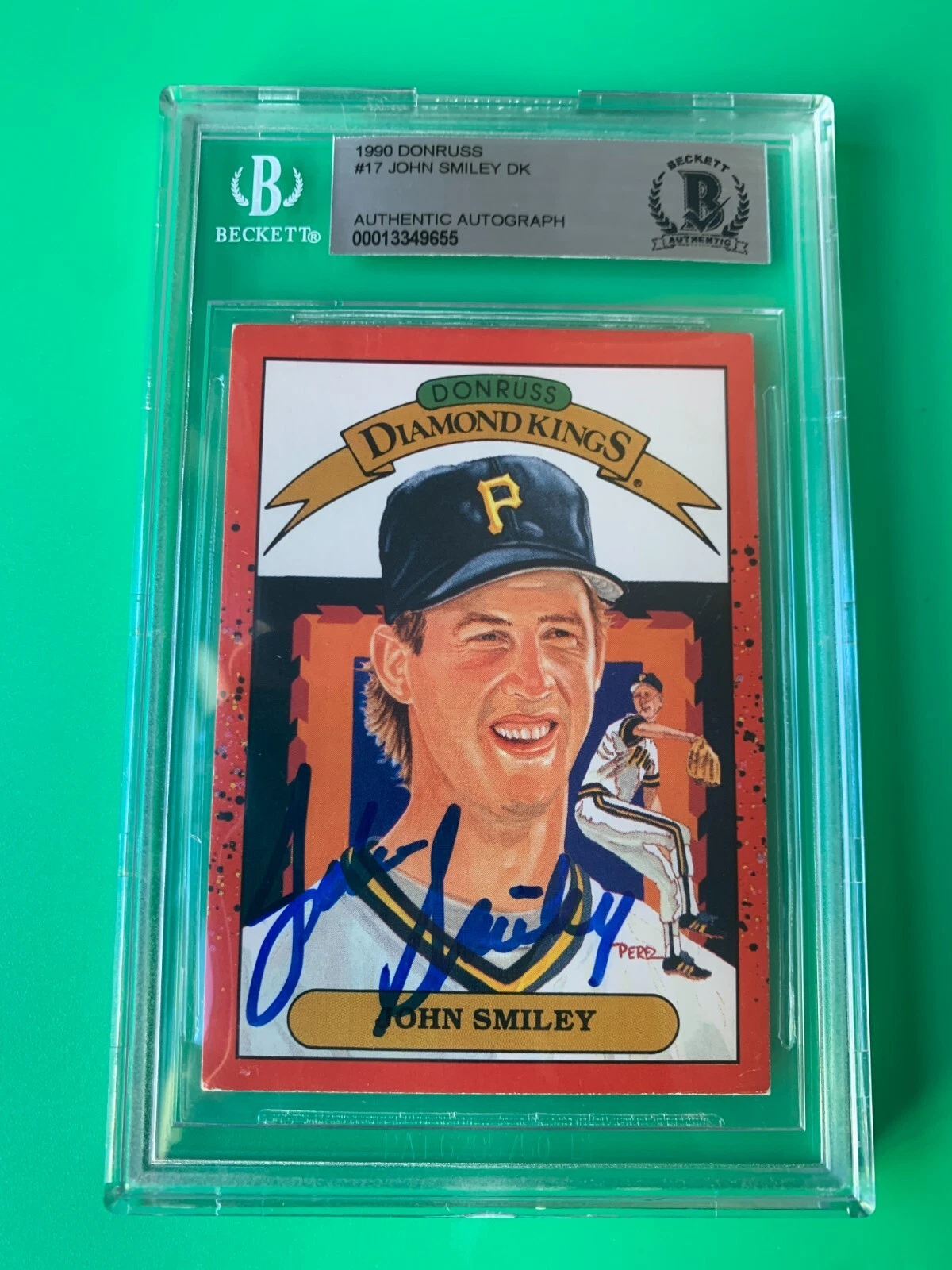 John Smiley Pirates 1990 Donruss DK Diamond Kings Card Signed Auto Beckett BAS

