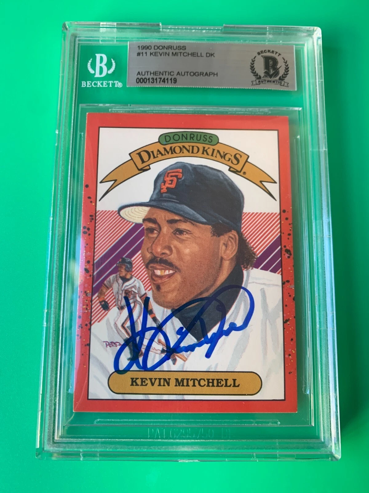 Kevin Mitchell Giants 1990 Donruss DK Diamond Kings Card Signed Auto Beckett BAS
