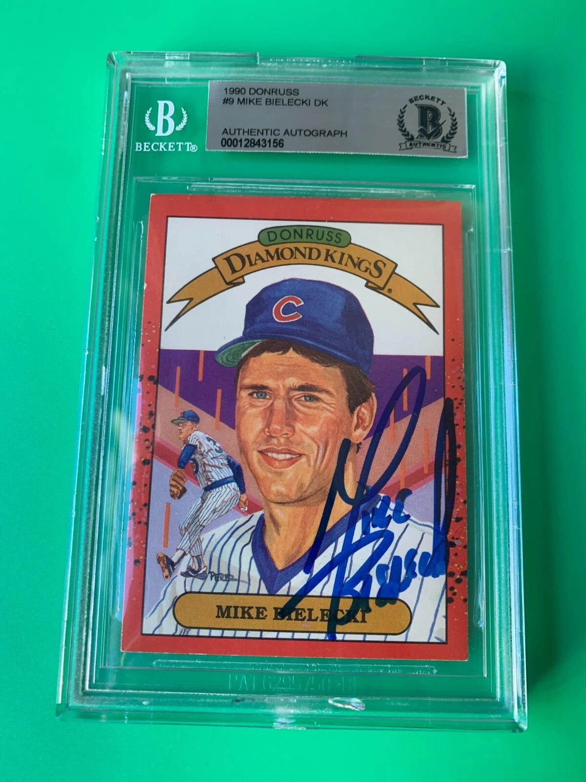 Mike Bielecki Cubs 1990 Donruss DK Diamond Kings Card Signed Auto Beckett BAS
