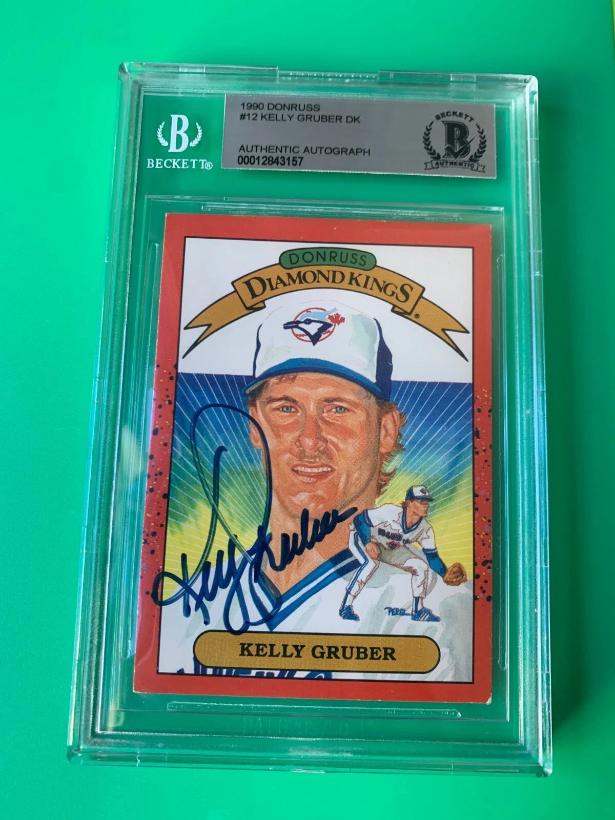 Kelly Gruber 1990 Donruss DK Diamond Kings Card Signed Auto Beckett BAS
