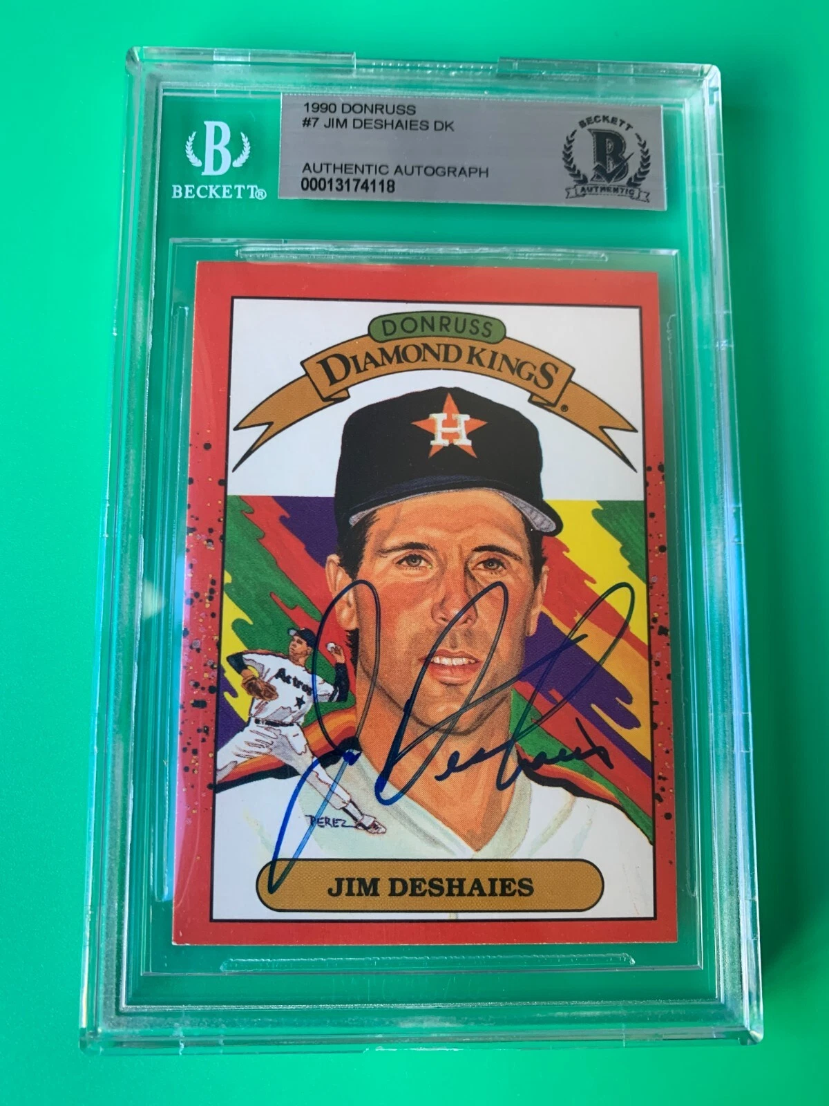 Jim Deshaies Astros 1990 Donruss DK Diamond Kings Card Signed Auto Beckett BAS
