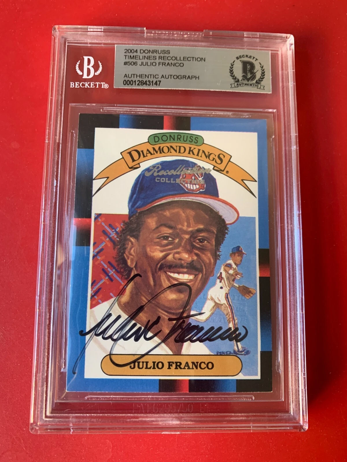 Julio Franco 2004 Donruss DK Diamond Kings Card Signed Auto Beckett BAS
