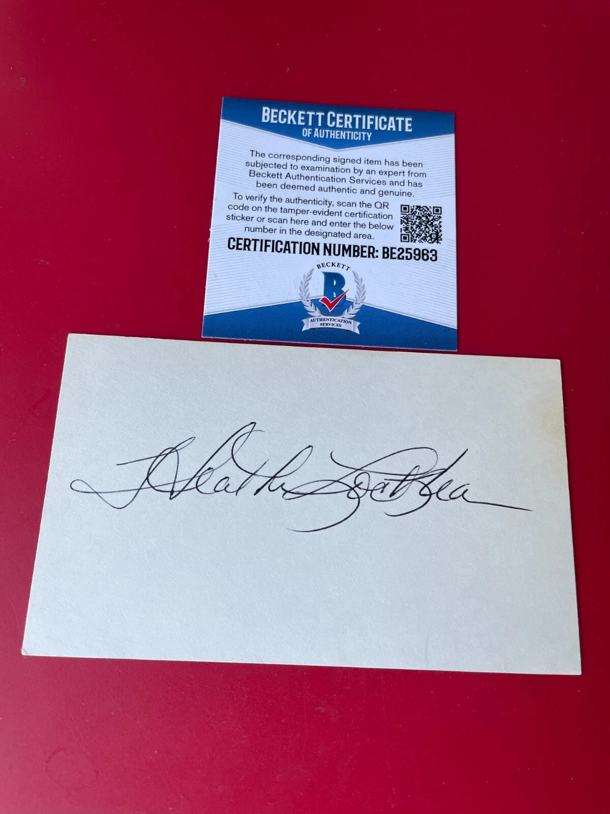 Heather Locklear SEXY Melrose Place Index Card Signed Auto Beckett BAS COA
