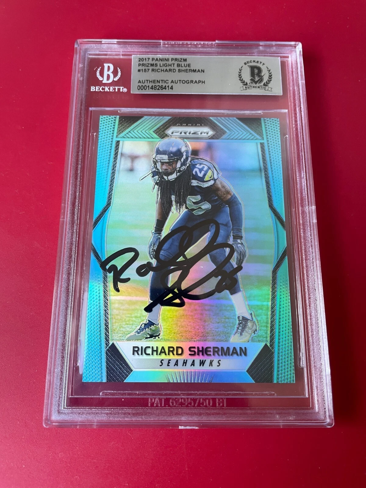 Richard Sherman Seahawks 2017 Light Blue Prizm Card Signed Auto PSA/DNA
