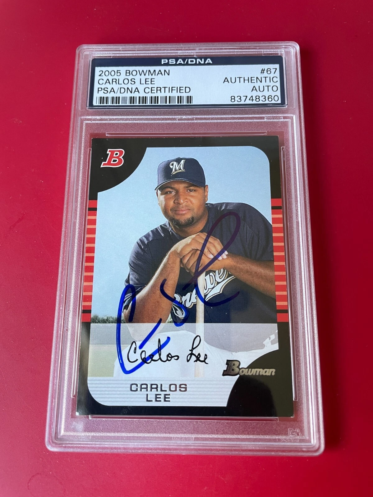 Carlos Lee 2005 Bowman Card Signed Auto PSA/DNA Slabbed
