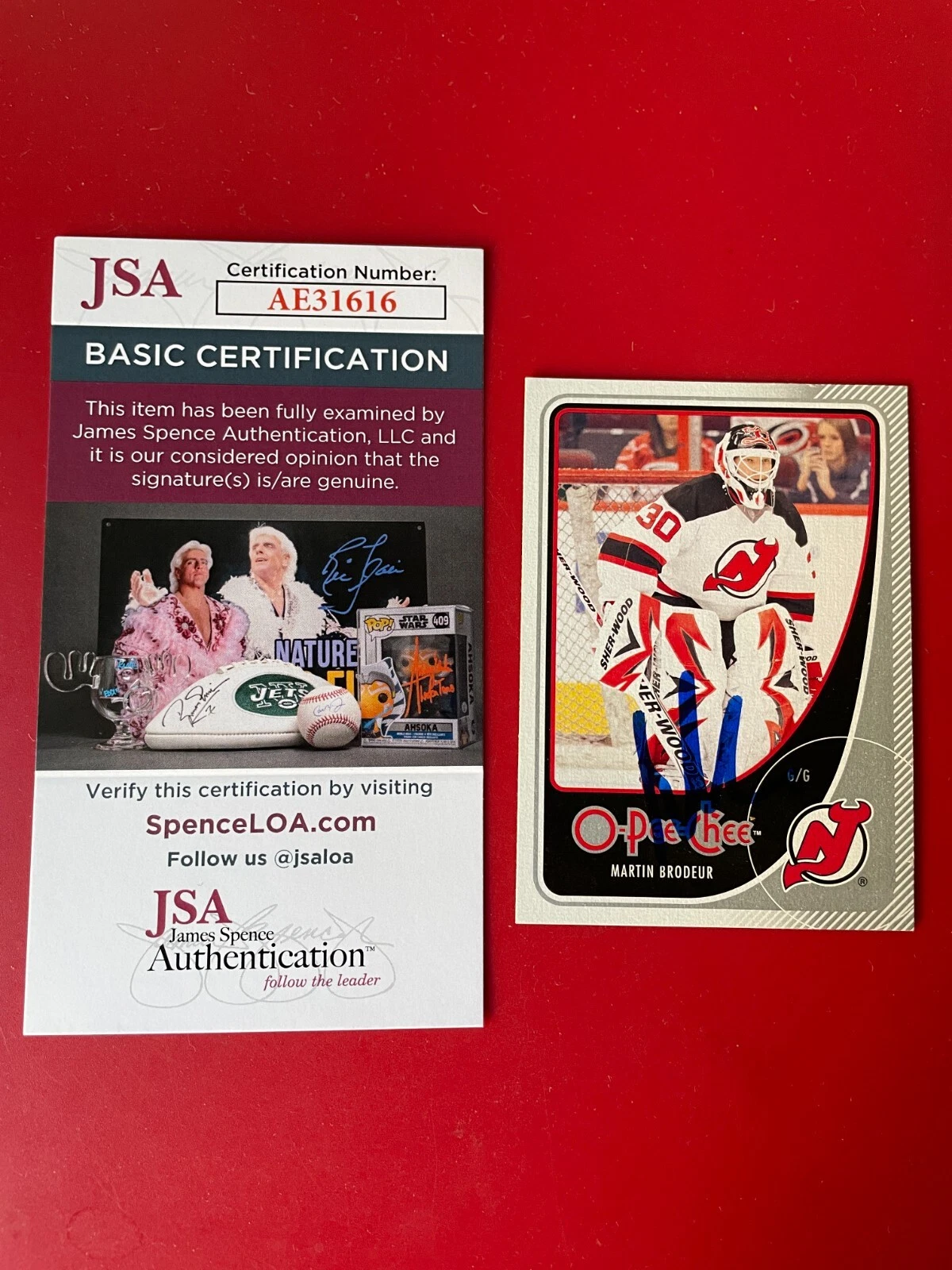 Martin Brodeur Devils 2010-11 O-Pee-Chee Hockey Card Signed Auto JSA COA
