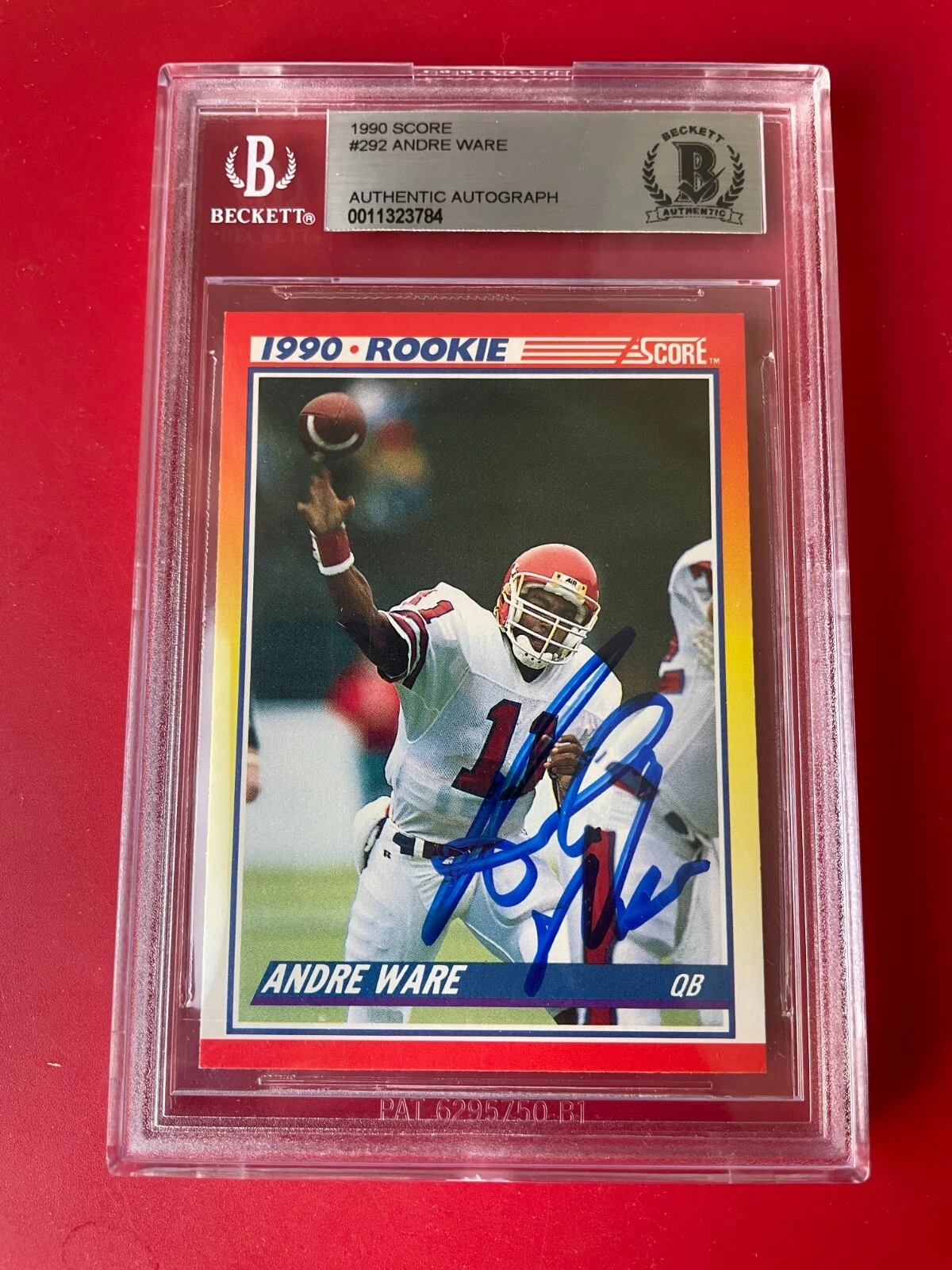 Andre Ware Heisman 1990 Score Card Signed Auto Beckett BAS
