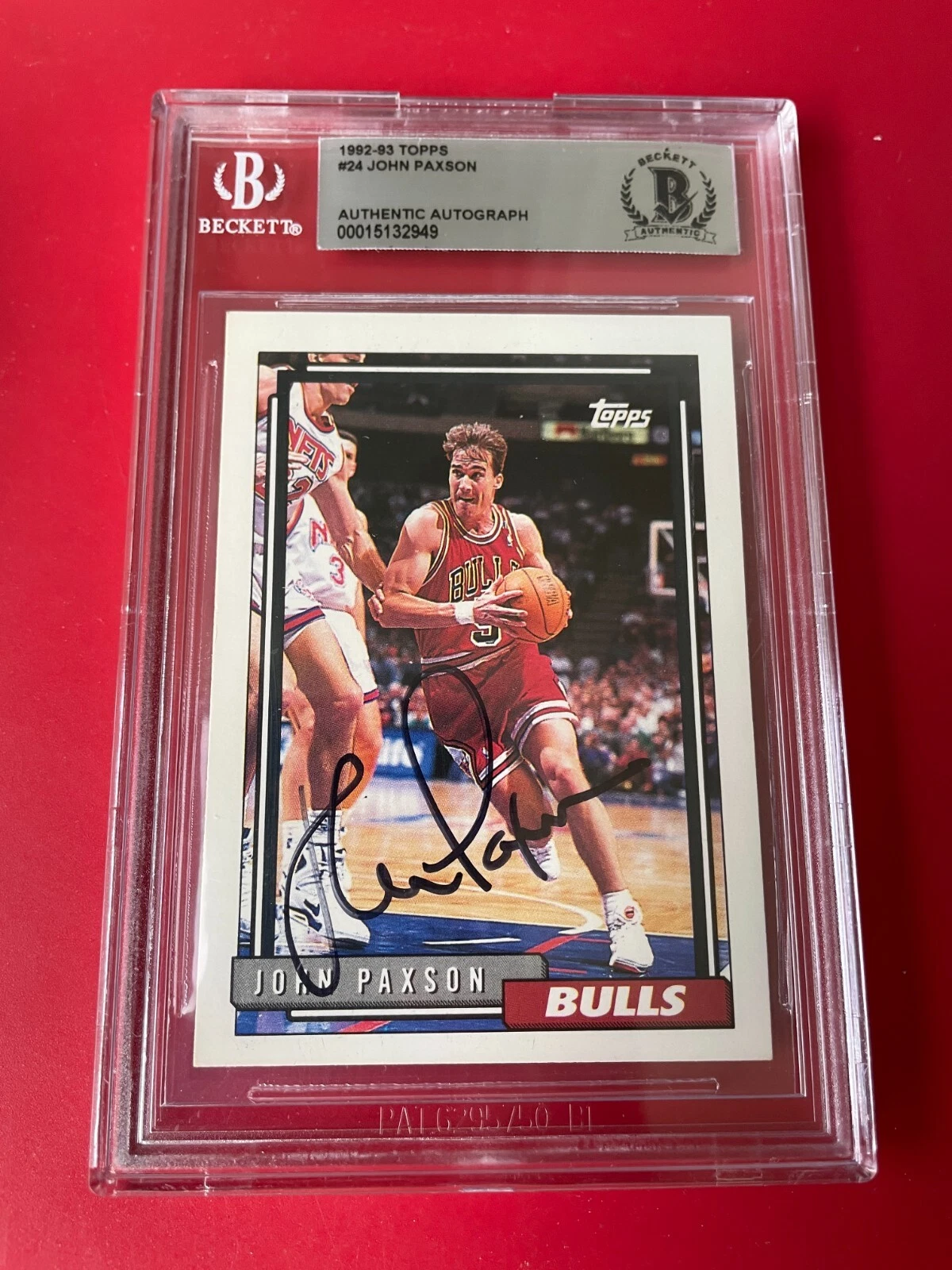 John Paxson Bulls 1992-93 Topps Card Signed Auto BAS Slabbed

