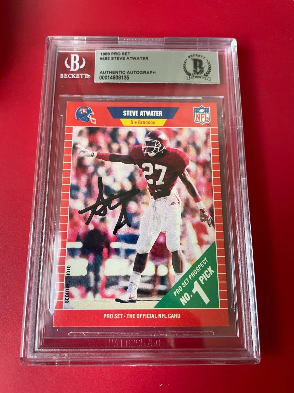 Steve Atwater HOF Broncos 1989 Pro Set NFL Card Signed Auto Beckett BAS
