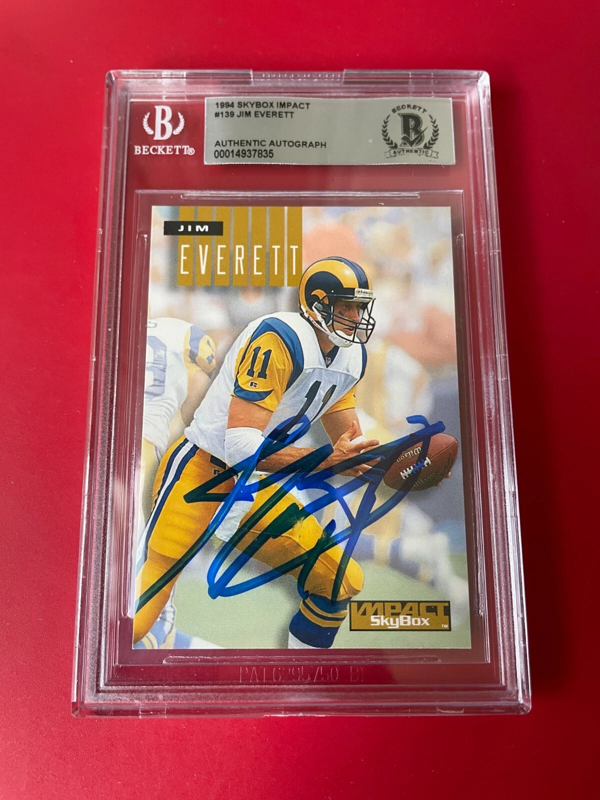 Jim Everett Rams NFL 1994 Skybox Impact Card Signed Auto Beckett BAS
