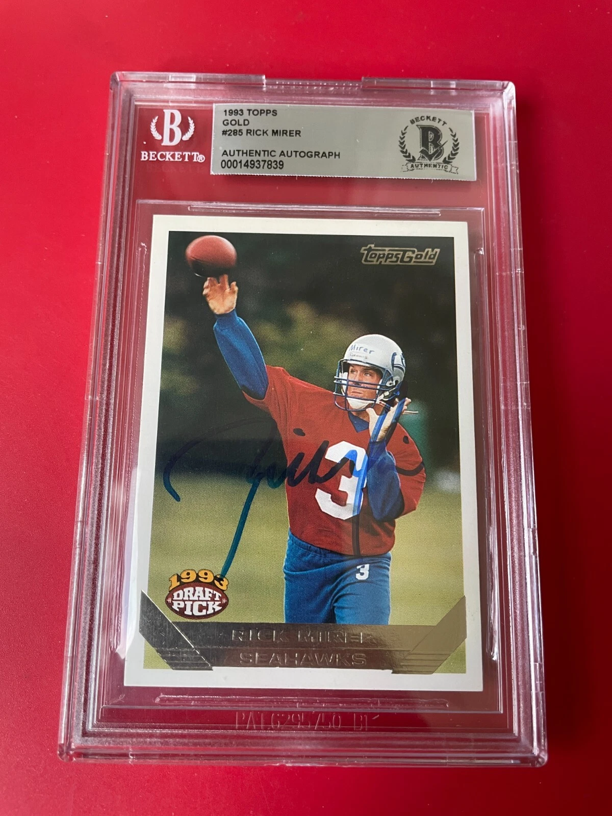 Rick Mirer Notre Dame NFL 1993 Topps Gold Rookie Card Signed Auto Beckett BAS

