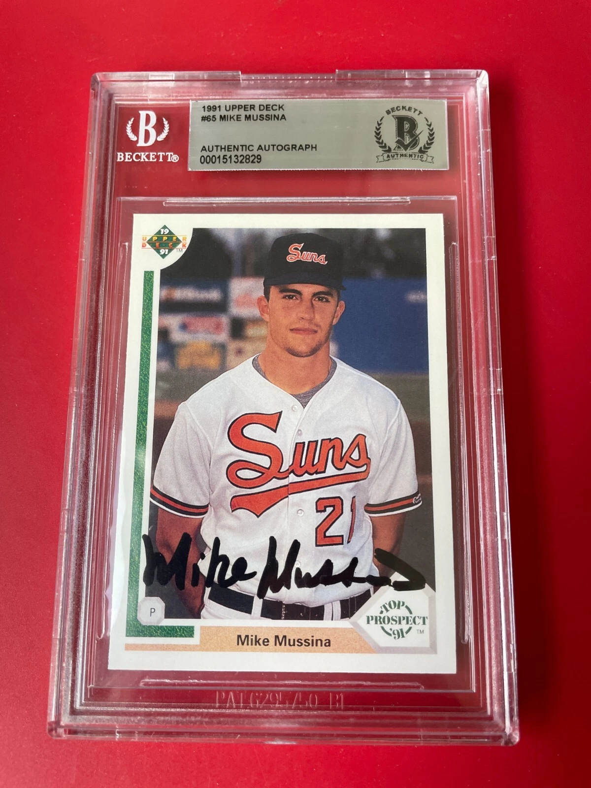 Mike Mussina HOF MLB 1991 Upper Deck Rookie Card Signed Auto Beckett BAS COA
