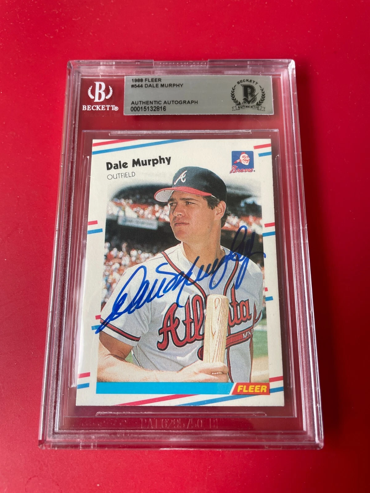 Dale Murphy Braves MLB 1988 Fleer Card Signed Auto Beckett BAS COA
