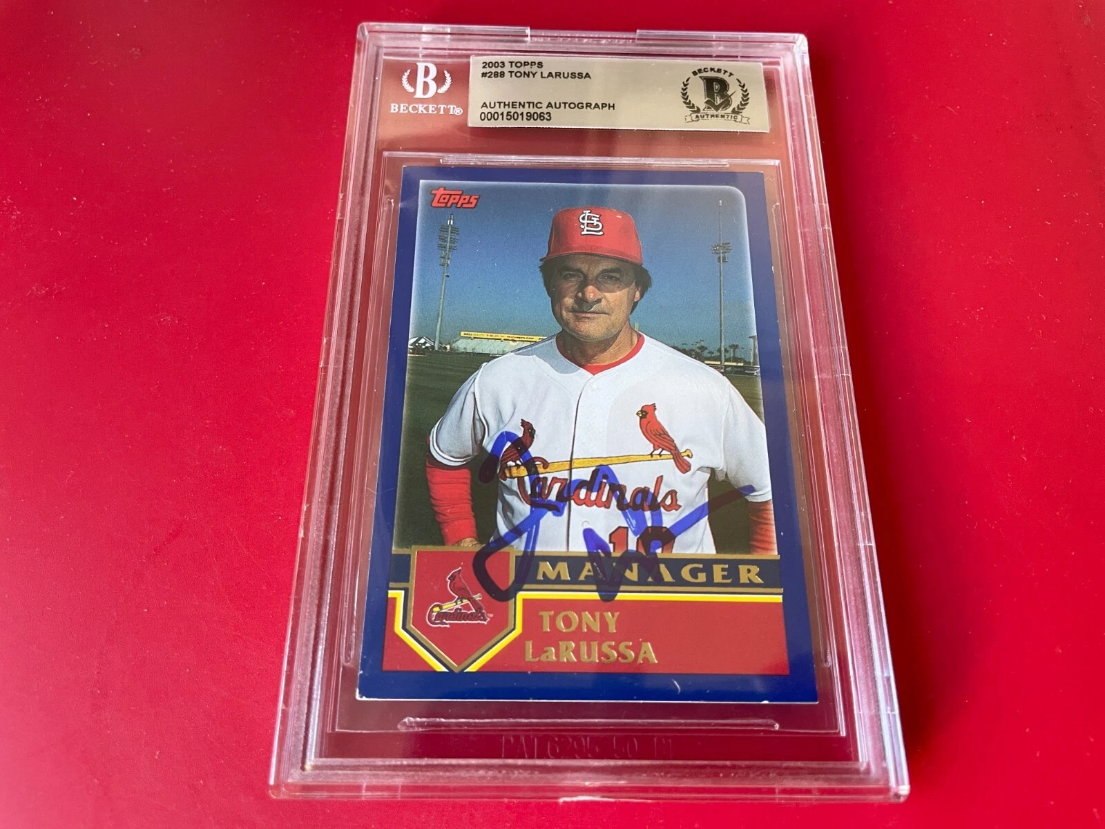 Tony LaRussa HOF Cardinals 2003 Topps Signed Auto Beckett BAS ENCAPSULATED
