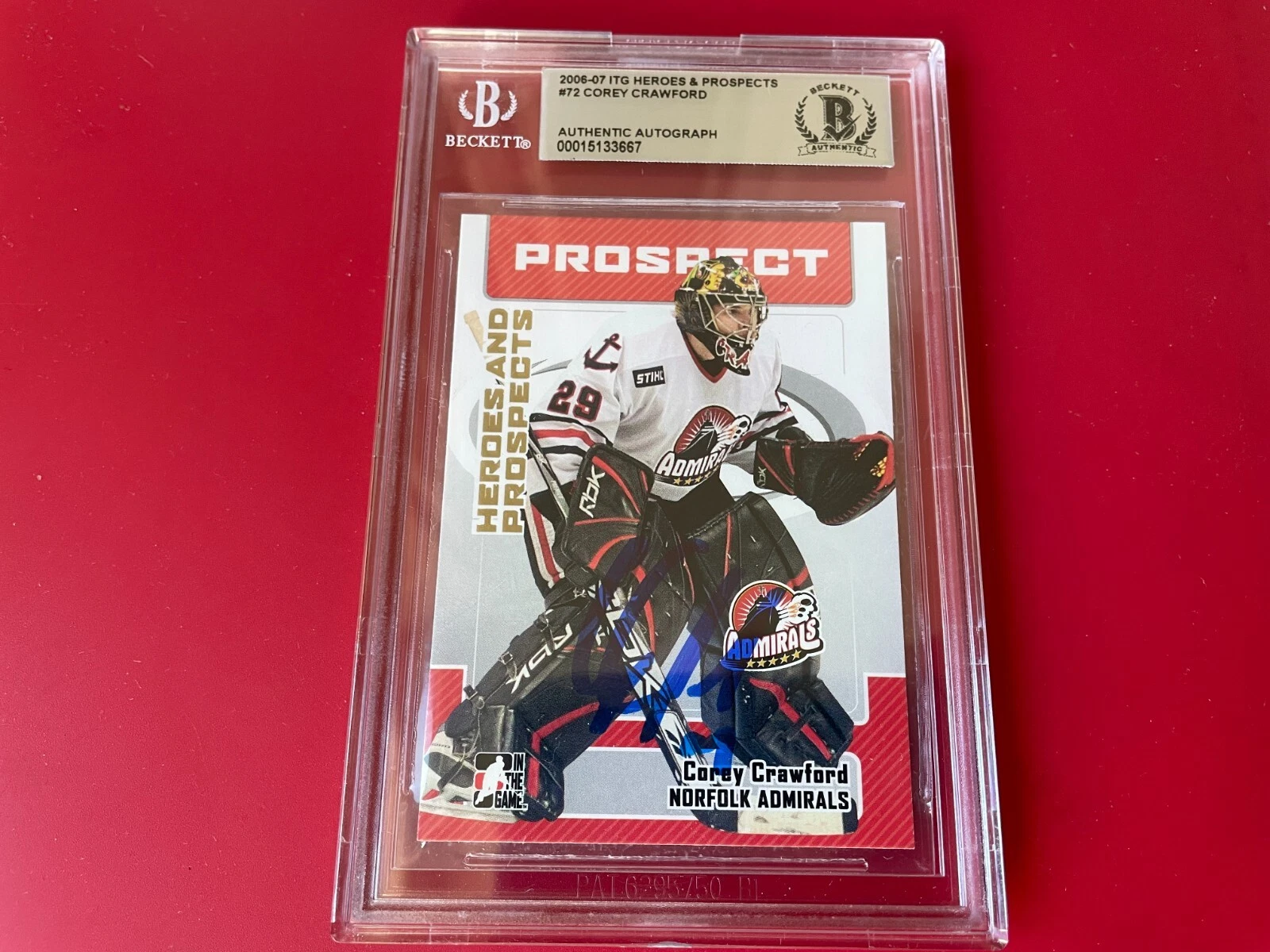 Corey Crawford 2006-07 ITG Heroes & Prospects Card Signed Auto Beckett BAS
