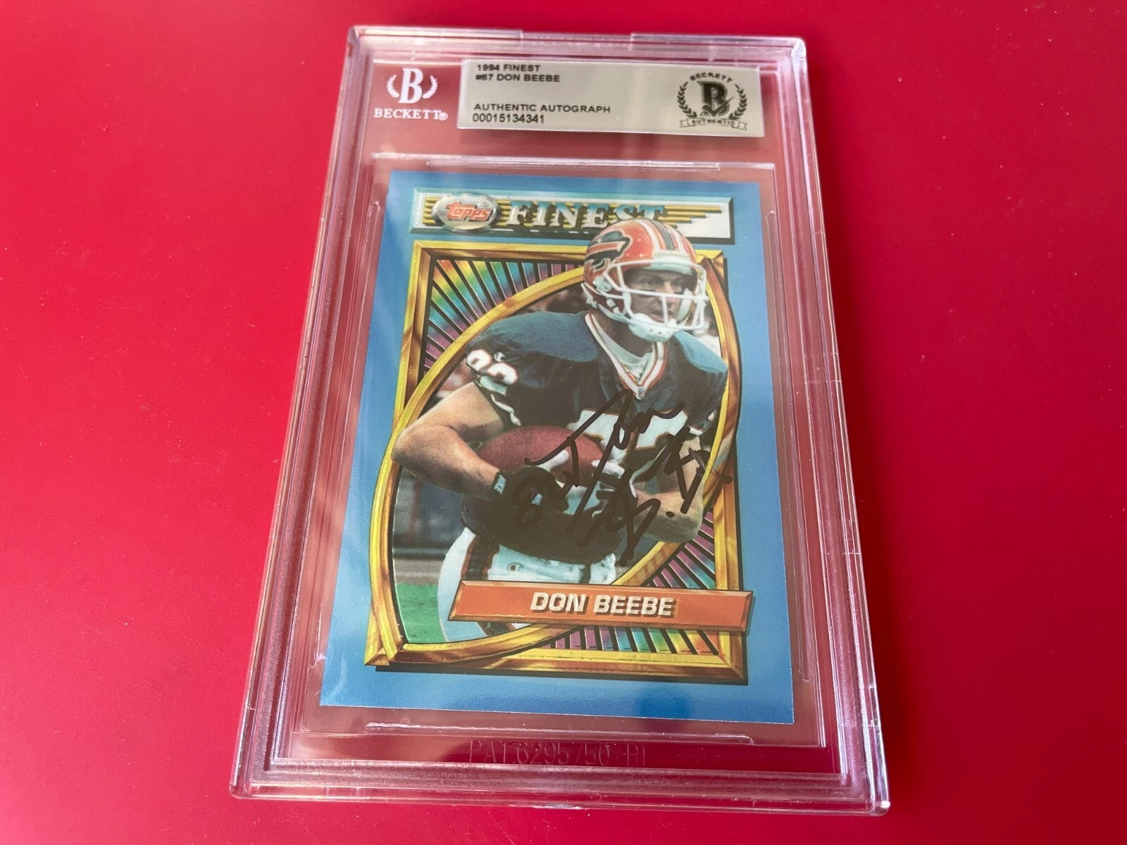 Don Beebe Buffalo Bills 1994 Topps Finest Card Signed Auto Beckett BAS Slabbed
