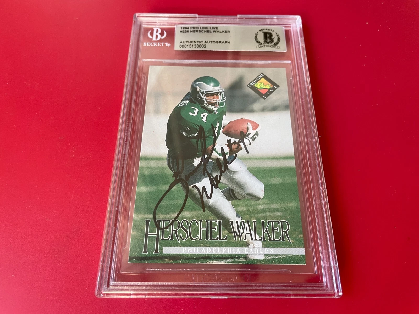 Herschel Walker Eagles 1994 Pro Line Live Card Signed Auto Beckett BAS Slabbed
