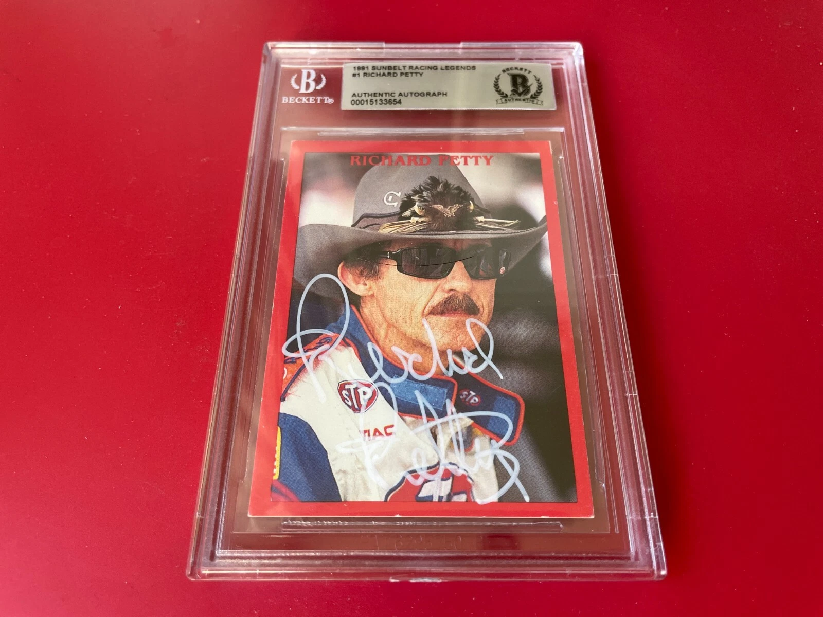 Richard Petty 1991 Sunbelt Card NASCAR Signed Auto BAS Beckett ENCAPSULATED
